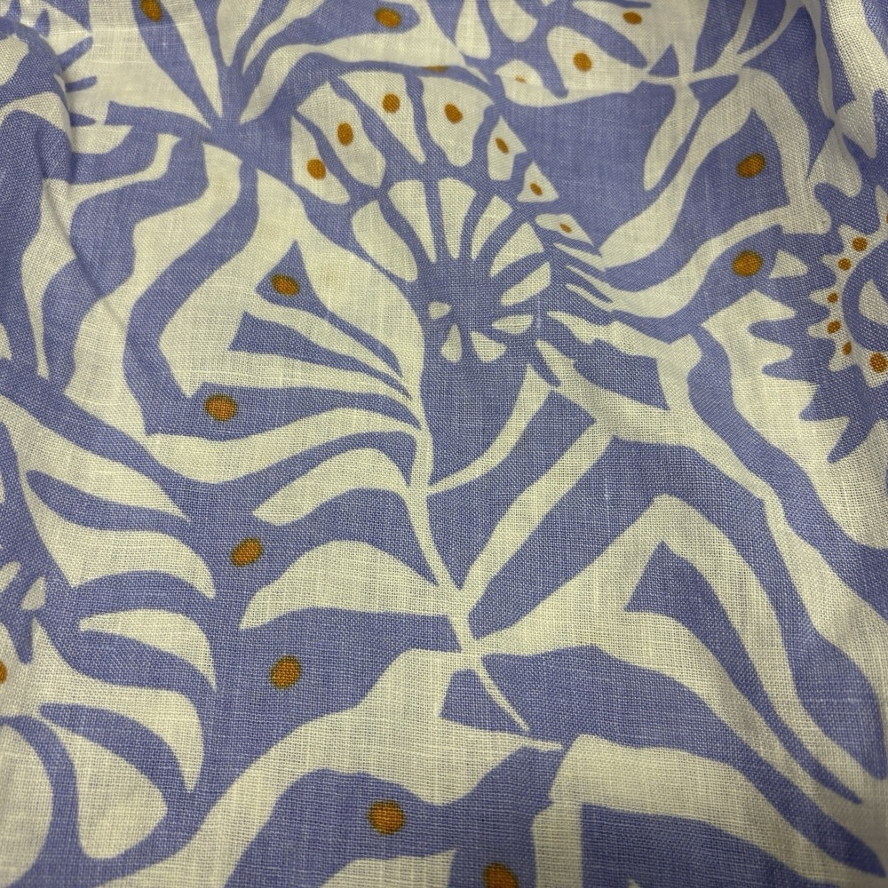 Nicole Miller Medium 100% Linen Crop Pants Blue White Floral Pull On Pockets - Picture 5 of 9
